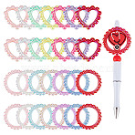 28Pcs 14 Styles Acrylic Bead Frame, Heart/Flower, Mixed Color, 42.5~43x39~43x5.5~7.31mm, 2pcs/style(SACR-GA0001-08)