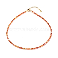 Natural Carnelian Beaded Necklaces for Women, with 304 Stainless Steel Lobster Claw Clasps, Round, 18.31 inch(46.5cm), Beads: 2.5~3.5mm(NJEW-JN03789-02)