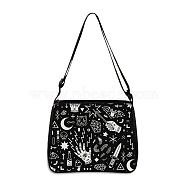 Polyester Bag, Gothic Style Adjustable Shoulder Bag for Wiccan Lovers, Moon, 30x25cm(PW-WG55324-08)