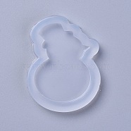 Christmas Silhouette Silicone Statue Molds, Resin Casting Molds, For UV Resin, Epoxy Resin Jewelry Making, Snowman, White, 59x47x7mm, Inner Diameter: 48x34mm(DIY-L026-088)