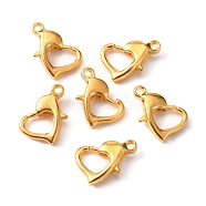 Zinc Alloy Lobster Claw Clasps, Heart, Golden, 8x12x3mm, Hole: 1.2mm(FIND-TAC0003-26A)