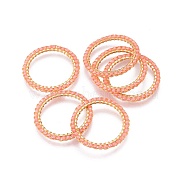 MIYUKI & TOHO Handmade Japanese Seed Beads, with 304 Stainless Steel Link Rings, Loom Pattern, Ring, Golden, Light Salmon, 22~23x1.7mm(SEED-A028A-L-07G)