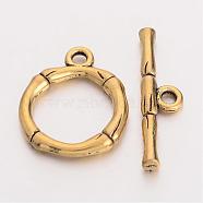 Alloy Toggle Clasps, Lead Free & Cadmium Free & Nickel Free, Antique Golden Color,Size: Ring: about 20.5x17mm, Hole: 2mm, Bar: 26x6x3mm, Hole: 2mm(EA9143Y-NFG)