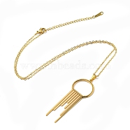 201 Stainless Steel Melting Ring Pendant Necklace with Cable Chains, Golden, 17.52 inch(44.5cm)(NJEW-Q317-34G)