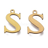 Vacuum Plating  304 Stainless Steel Charms, Laser Cut, Alphabet, Antique Bronze, Letter.S, 12.5x8x0.8mm, Hole: 1mm(STAS-H112-S-AB)