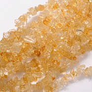 Gemstone Beads Strands, Natural Citrine, Dyed & Heated, Chip, Yellow, 5~8x5mm, Hole: 0.3mm, 32 inch(F044)