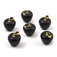 Synthetic Blue Goldstone Teacher Apple Charms, with Golden Plated Brass Snap on Bails, 14.5x14mm, Hole: 6.5x4mm(G-Z022-02G-G)