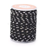 4-Ply Polycotton Cord Metallic Cord, Handmade Macrame Cotton Rope, for String Wall Hangings Plant Hanger, DIY Craft String Knitting, Black, 1.5mm, about 4.3 yards(4m)/roll(OCOR-Z003-D09)