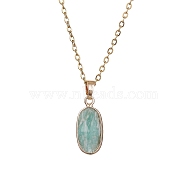 Natural Amazonite Oval Pendant Necklace, with Golden 304 Stainless Steel Cable Chains, 16.02 inch(40.7cm)(NJEW-JN04487-02)