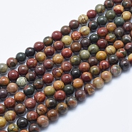 Natural Picasso Stone/Picasso Jasper Beads Strands, Round, 6mm, Hole: 1mm, about 62pcs/strand, 15.7 inch(40cm)(G-E444-43-6mm)