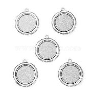 Vintage Tibetan Style Alloy Pendant Cabochon Bezel Settings, Cadmium Free & Lead Free, Antique Silver, Flat Round Tray: 25mm, 40x35x2mm, Hole: 3mm, about 142pcs/kg(TIBEP-O006-19AS)