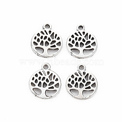 Tibetan Style Alloy Charms, Cadmium Free & Lead Free, Tree, Antique Silver, 12.5x10x1mm, Hole: 1.2mm, about 2000pcs/1000g(TIBEP-N011-001)