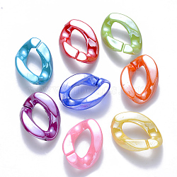 Opaque Acrylic Linking Rings, Quick Link Connectors, for Curb Chains Making, Pearlized, Twist, Mixed Color, 23x17x4.5mm, Inner Diameter: 13.5x7mm(OACR-S036-001A-H)