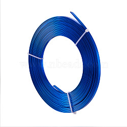 Alambre de aluminio, alambre artesanal de metal flexible, alambre artesanal plano, alambre de tira de bisel para la fabricación de joyas de cabujones, azul real, 5x1mm, aproximadamente 32.8 pie (10 m) / rollo(AW-S010-09)