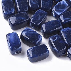 Acrylic Beads, Imitation Gemstone Style, Cuboid, Prussian Blue, 13x7.5x7.5mm, Hole: 1.6mm, about 700pcs/500g.(OACR-N130-016B)