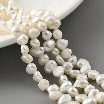 Natural Cultured Freshwater Pearl Beads Strands, Top Drilled, Two Sides Polished, Old Lace, 5~6mm, Hole: 0.5mm, about 35pcs/strand, 6.69 inch(17cm)