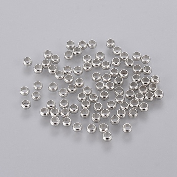 Brass Crimp Beads, Rondelle, Platinum, 3mm, Hole: 2mm