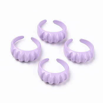 Spray Painted Alloy Cuff Rings, Open Rings, Cadmium Free & Lead Free, Lilac, US Size 7 1/4(17.5mm)