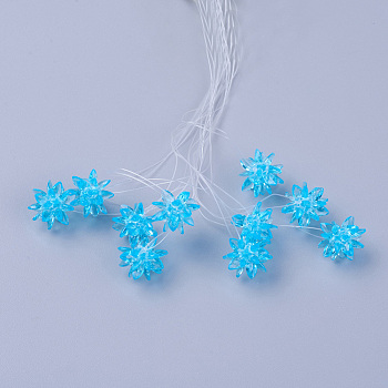 Glass Woven Beads, Flower/Sparkler, Made of Horse Eye Charms, Deep Sky Blue, 13mm