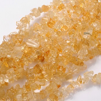 Gemstone Beads Strands, Natural Citrine, Dyed & Heated, Chip, Yellow, 5~8x5mm, Hole: 0.3mm, 32 inch