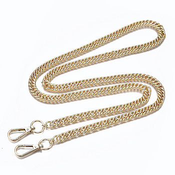 Bag Chains Straps, Brass Curb Link Chains, with Alloy Swivel Clasps, for Bag Replacement Accessories, Light Gold, 110x1cm