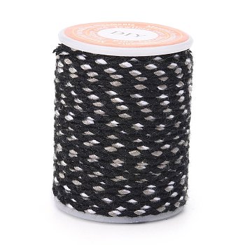 4-Ply Polycotton Cord Metallic Cord, Handmade Macrame Cotton Rope, for String Wall Hangings Plant Hanger, DIY Craft String Knitting, Black, 1.5mm, about 4.3 yards(4m)/roll