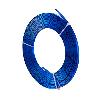 Alambre de aluminio, alambre artesanal de metal flexible, alambre artesanal plano, alambre de tira de bisel para la fabricación de joyas de cabujones, azul real, 5x1mm, aproximadamente 32.8 pie (10 m) / rollo