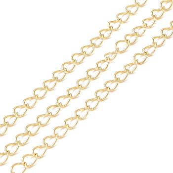 Brass Curb Chains, Long-Lasting Plated, Soldered, with Spool, Cadmium Free & Lead Free, Real 18K Gold Plated, 5x3.8x0.6mm
