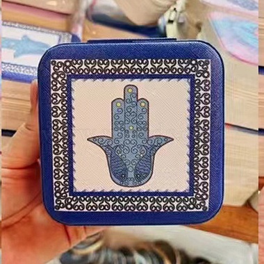 Dark Blue Square Imitation Leather Jewelry Set Box
