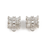 Brass Micro Pave Clear Cubic Zirconia Tube Bails, Flower, Rack Plating, Long-Lasting Plated, Lead Free & Cadmium Free, Platinum, 10x8.5x8mm, Hole: 0.8mm & 4mm(CU-CBA6A75-23P)