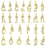 26Pcs 26 Styles Brass Micro Pave Cubic Zirconia Pendants, with Jump Ring, Letter A~Z Charms, Real 18K Gold Plated, 16~18x6~12x2mm, Hole: 4mm, 1pc/style(KK-CJ0002-50)