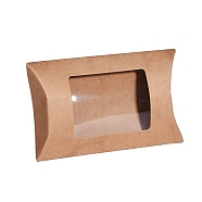 Paper Pillow Boxes, Gift Candy Packing Box, with Clear Window, BurlyWood, 12.5x8x2.2cm(X-CON-G007-03B-04)