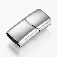 304 Stainless Steel Magnetic Clasps with Glue-in Ends, Rectangle, Stainless Steel Color, 24.5x12x7mm, Hole: 5.5x10mm(STAS-G157-14P-12x7mm)