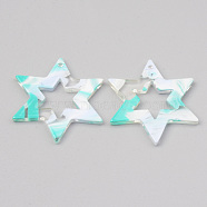 Acrylic Pendants, Star, Turquoise, 34x30x2.5mm, Hole: 1.5mm(MACR-S372-011A)