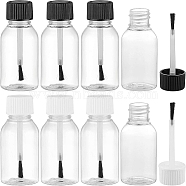 DIY Nail Polish Bottle, Plastic Empty Bottle, with Cap and Soft Brush, Black & White, 6.7cm, Capacity: 30ml(DIY-BC0011-09)