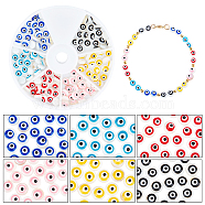 ARRICRAFT 120Pcs 6 Colors Natural Freshwater Shell Beads Strands, with Enamel, Flat Round with Evil Eye, Mixed Color, 6x3mm, Hole: 0.8mm, 20pcs/color(SHEL-AR0001-05)