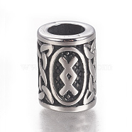 304 Stainless Steel Beads, Column, Antique Silver, 13.5x10mm, Hole: 6mm(STAS-F212-044AS)