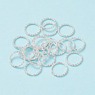 Iron Textured Jump Rings, Soldered Jump Rings, Closed Jump Rings, for Jewelry Making, Silver Color Plated, 18 Gauge, 15x1mm, Inner Diameter: 12mm(X-IFIN-D086-04-S)