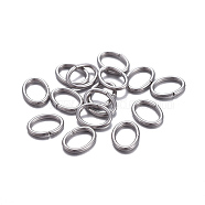 304 Stainless Steel Jump Rings, Open Jump Rings, Oval, Stainless Steel Color, 18 Gauge, 8x6x1mm, Inner Diameter: 4x6mm(A-STAS-F221-40P-B)
