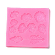 DIY Leaf Pattern Food Grade Silicone Fondant Molds, for DIY Cake Decoration, UV & Epoxy Resin Jewelry Making, Hot Pink, 68.5x64x5mm, Inner Diameter: 12.5~31x12~31mm(DIY-F072-20)