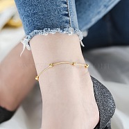 316L Surgical Stainless Steel Charm Anklets for Women, Golden, Round, 7-1/2 inch(190mm)(FS-WG47470-55)