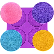 4 Styles Cup Mat Silicone Molds, Resin Casting Coaster Molds, For UV Resin, Epoxy Resin Craft Making, Flat Round with Flower, Dark Orchid, 220x220x6mm, Inner Diameter: 100mm(SIMO-PW0002-11)