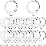80Pcs 304 Stainless Steel Leverback Earring Findings, with Loops & 100Pcs Open Jump Rings, Stainless Steel Color, 14.5x12x2mm, Hole: 1.2mm, Pin: 0.6mm(STAS-SC0006-62P)