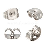 201 Stainless Steel Ear Nuts, Earring Backs, Stainless Steel Color, 6x4.5x3mm, Hole: 0.7mm(STAS-S028-11)