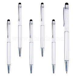 5Pcs Plastic Ballpoint Pen, with Crystal inside, Silver, 146x13x9.5mm(AJEW-BT0001-14C)