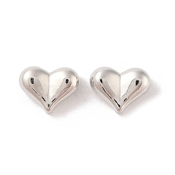 CCB Plastic Beads, Heart, Platinum, 10.5x14x6.5mm, Hole: 1.6mm(CCB-N006-43P)