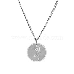 Non-Tarnish Stainless Steel 12 Constellation Pendant Necklaces for Sweater, Stainless Steel Color, Virgo(FZ0908-10)