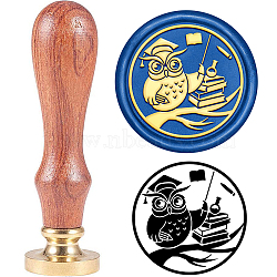 Brass Wax Seal Stamp with Handle, for DIY Scrapbooking, Owl Pattern, 3.5x1.18 inch(8.9x3cm)(AJEW-WH0184-0234)