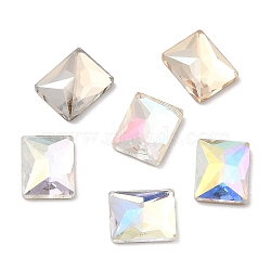 K5 Glass Rhinestone Cabochons, Flat Back & Back Plated, Faceted, Rectangle, Mixed Color, 10x8x3.5mm(RGLA-N002-09B)