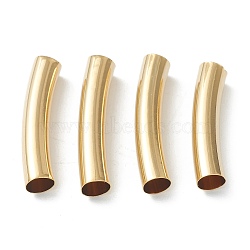 Brass Tube Beads, Long-Lasting Plated, Curved Beads, Tube, Real 24K Gold Plated, 29.5x6mm, Hole: 5mm(KK-Y003-90E-G)